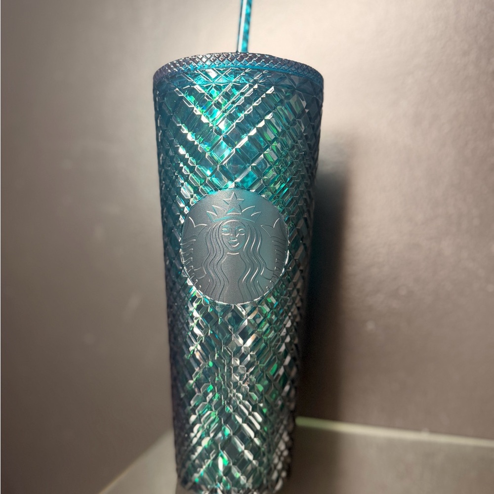 Starbucks Iridescent Teal Blue Studded Cold Cup